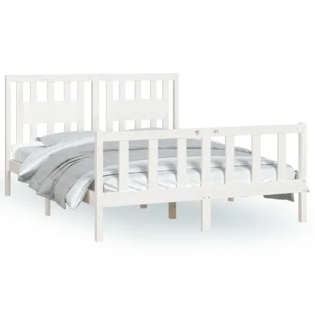 Cadre de lit sans matelas blanc bois de pin massif 120x200 cm