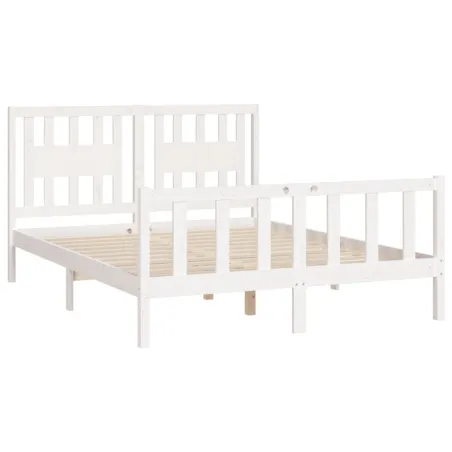 Cadre de lit sans matelas blanc bois de pin massif 120x200 cm
