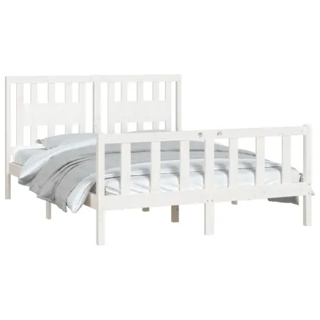 Cadre de lit sans matelas blanc bois de pin massif 140x200 cm