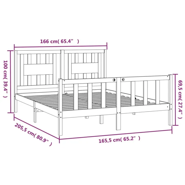 Cadre de lit sans matelas bois massif de pin 160x200 cm