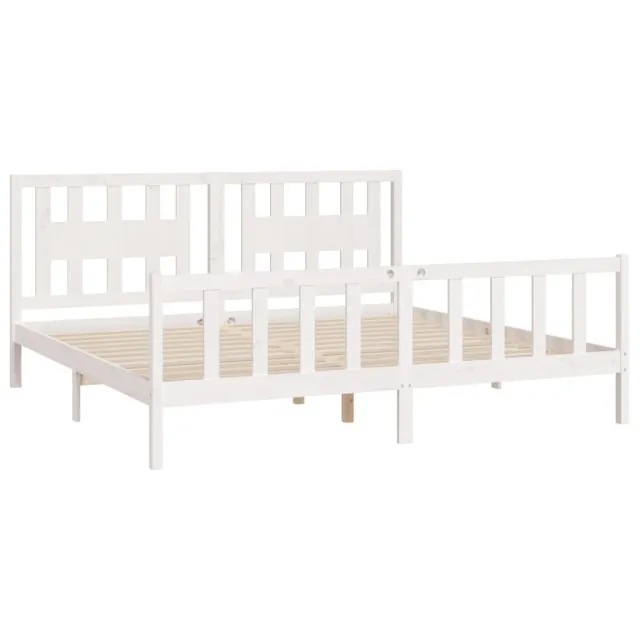 Cadre de lit sans matelas blanc bois massif de pin 200x200 cm