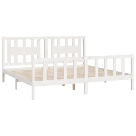 Cadre de lit sans matelas blanc bois massif de pin 200x200 cm