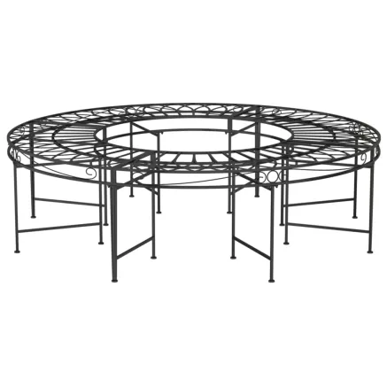 Banc circulaire tour d'arbre Ø160 cm Noir Acier 2
