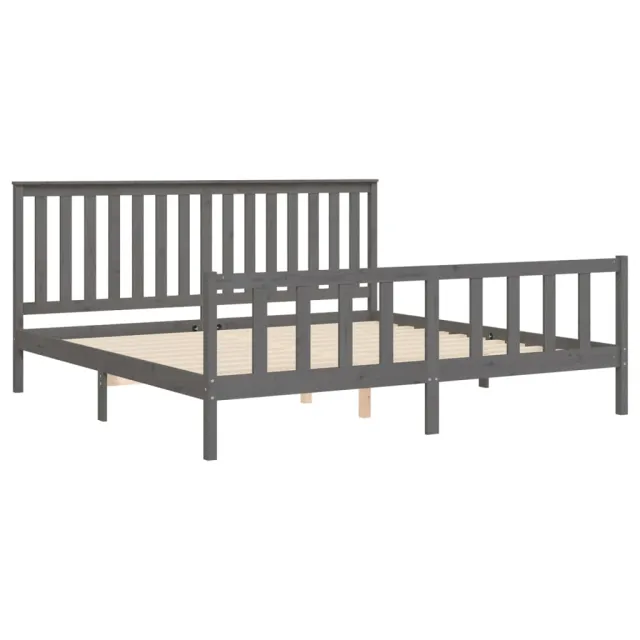 Cadre de lit sans matelas gris 200x200 cm bois massif de pin