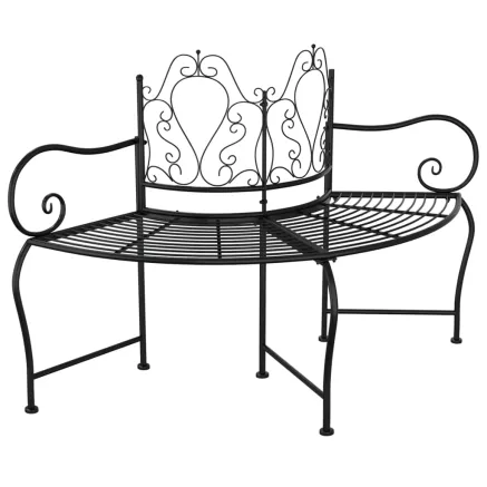 Banc tour d'arbre 150 cm Noir Acier 2