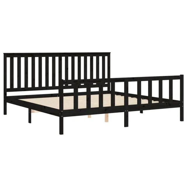 Cadre de lit sans matelas noir 200x200 cm bois massif de pin