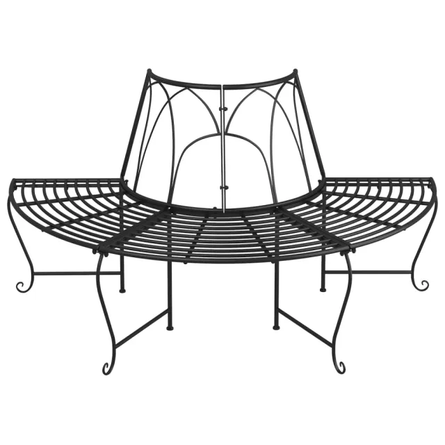 Banc demi-circulaire tour d'arbre Ø159 cm Noir Acier