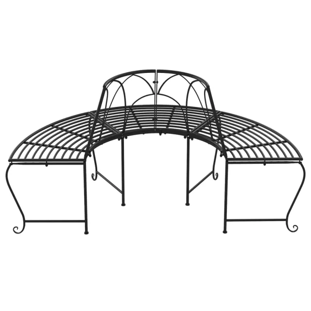 Banc demi-circulaire tour d'arbre Ø159 cm Noir Acier