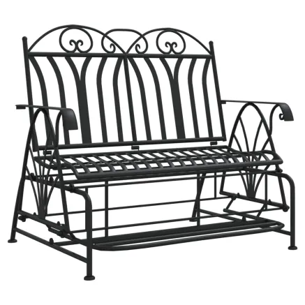 Banc coulissant 2 places 114 cm Noir Acier 2