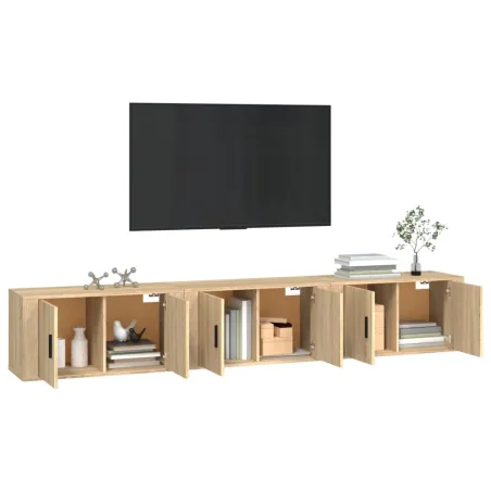 Meubles TV muraux 3 pcs chêne sonoma 80x34,5x40 cm