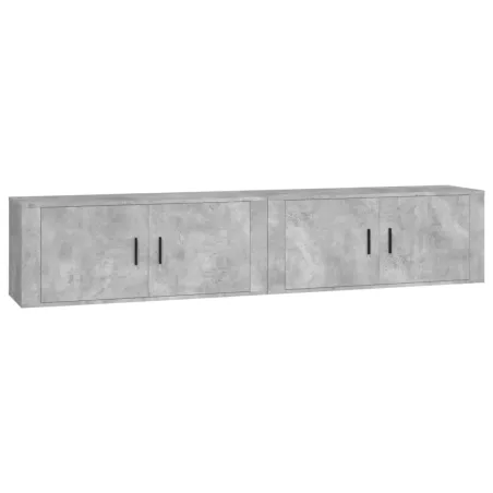Meubles TV muraux 2 pcs gris béton 100x34,5x40 cm