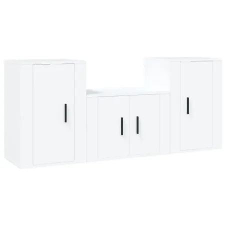 Ensemble de meubles TV 3 pcs Blanc Bois d'ingénierie