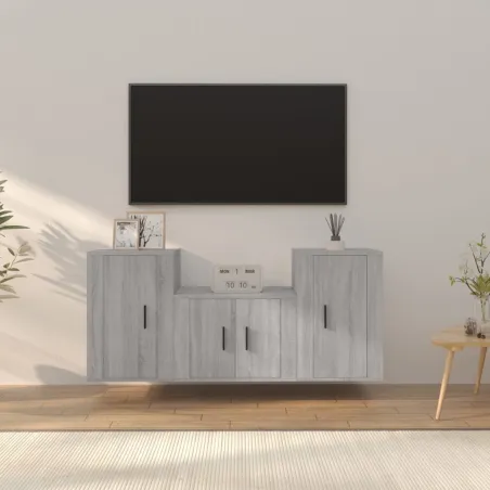 Ensemble de meubles TV 3 pcs Sonoma gris Bois d'ingénierie