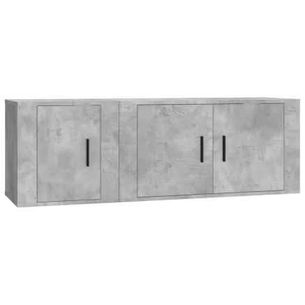 Ensemble de meubles TV 2 pcs gris béton bois d'ingénierie 2