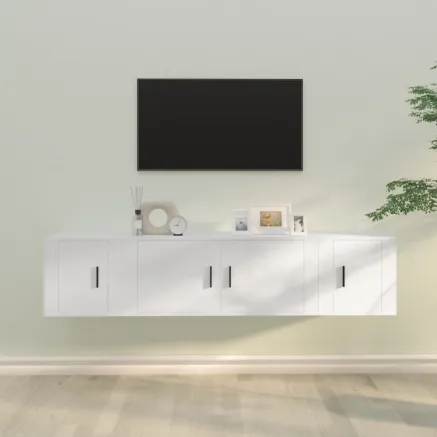 Ensemble de meubles TV 3 pcs Blanc Bois d'ingénierie