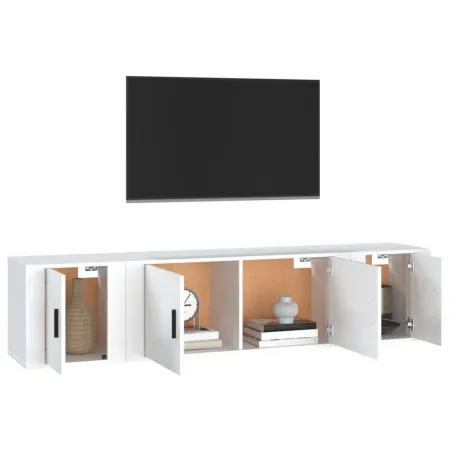 Ensemble de meubles TV 3 pcs Blanc Bois d'ingénierie