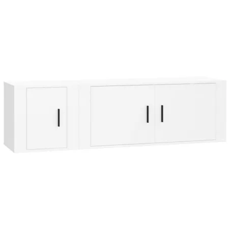 Ensemble de meubles TV 2 pcs Blanc Bois d'ingénierie
