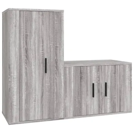 Ensemble de meubles TV 2 pcs Sonoma gris Bois d'ingénierie 2