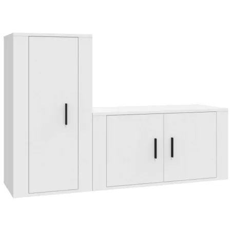Ensemble de meubles TV 2 pcs Blanc Bois d'ingénierie