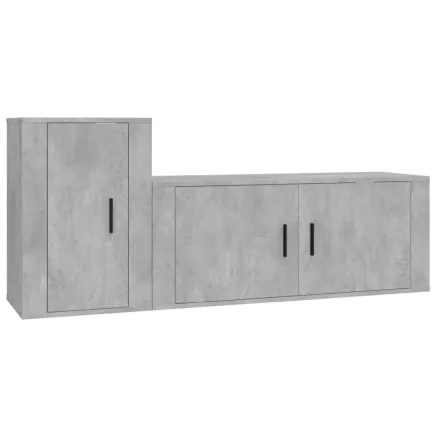 Ensemble de meubles TV 2 pcs gris béton bois d'ingénierie 2