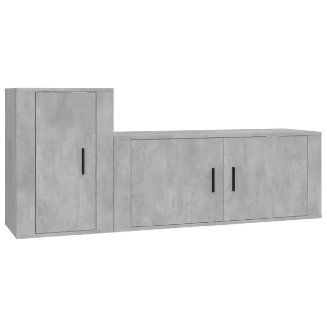 Ensemble de meubles TV 2 pcs gris béton bois d'ingénierie