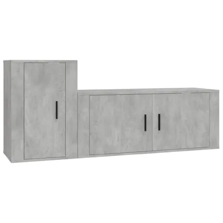 Ensemble de meubles TV 2 pcs gris béton bois d'ingénierie