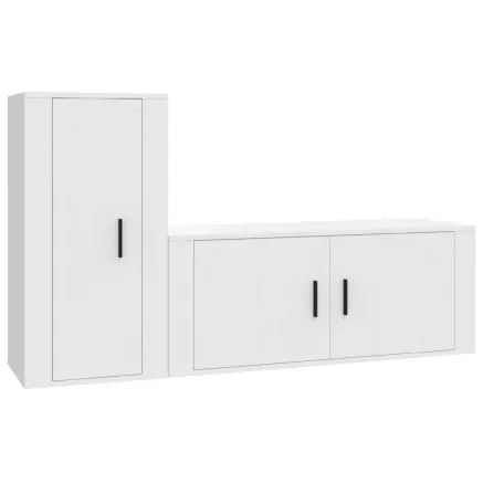 Ensemble de meubles TV 2 pcs Blanc Bois d'ingénierie 2