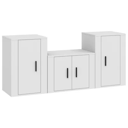 Ensemble de meubles TV 3 pcs Blanc Bois d'ingénierie 2