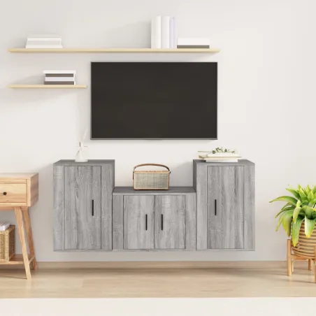 Ensemble de meubles TV 3 pcs Sonoma gris Bois d'ingénierie