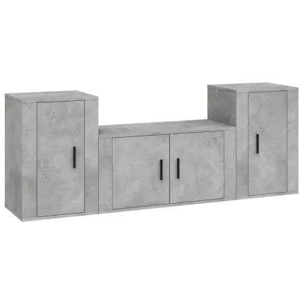 Ensemble de meubles TV 3 pcs Gris béton Bois d'ingénierie 2