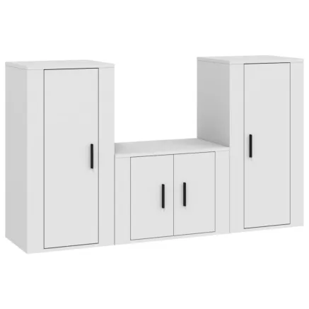 Ensemble de meubles TV 3 pcs Blanc Bois d'ingénierie 2