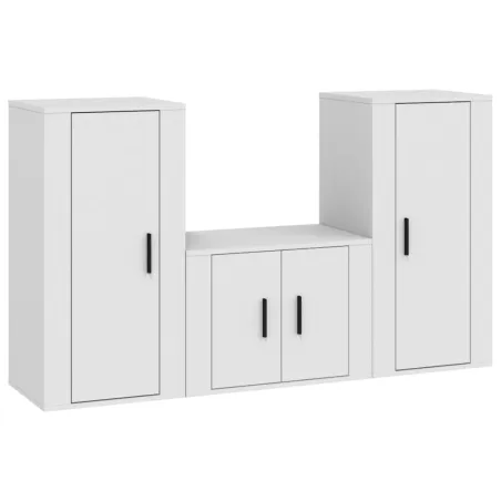 Ensemble de meubles TV 3 pcs Blanc Bois d'ingénierie