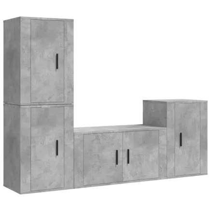 Ensemble de meubles TV 4 pcs Gris béton Bois d'ingénierie 2