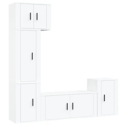 Ensemble de meubles TV 5 pcs Blanc Bois d'ingénierie 2