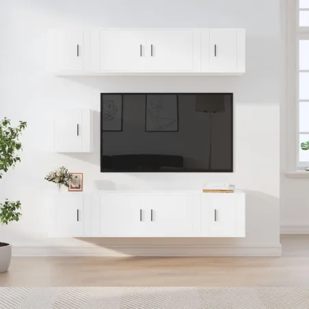 Ensemble de meubles TV 7 pcs Blanc Bois d'ingénierie