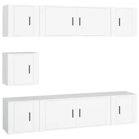 Ensemble de meubles TV 7 pcs Blanc Bois d'ingénierie