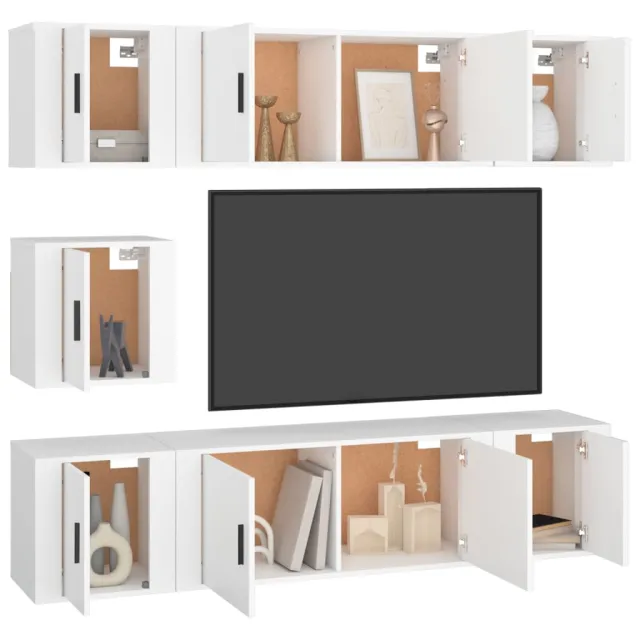Ensemble de meubles TV 7 pcs Blanc Bois d'ingénierie