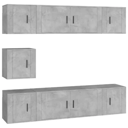 Ensemble de meubles TV 7 pcs Gris béton Bois d'ingénierie 2