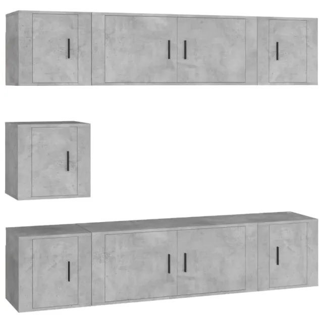 Ensemble de meubles TV 7 pcs Gris béton Bois d'ingénierie