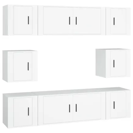 Ensemble de meubles TV 8 pcs Blanc Bois d'ingénierie 2