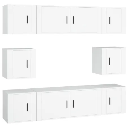 Ensemble de meubles TV 8 pcs Blanc Bois d'ingénierie