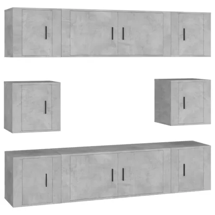Ensemble de meubles TV 8 pcs Gris béton Bois d'ingénierie 2