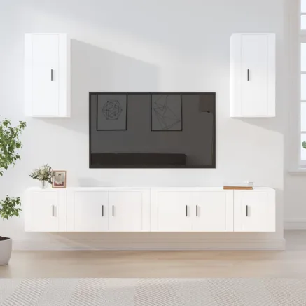 Ensemble de meubles TV 6 pcs Blanc Bois d'ingénierie