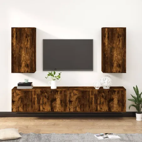 Ensemble de meubles TV 4 pcs Chêne fumé Bois d'ingénierie