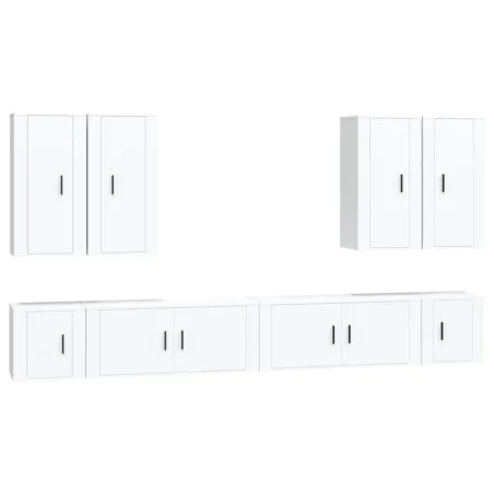 Ensemble de meubles TV 8 pcs Blanc Bois d'ingénierie