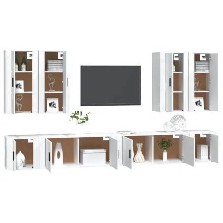 Ensemble de meubles TV 8 pcs Blanc Bois d'ingénierie