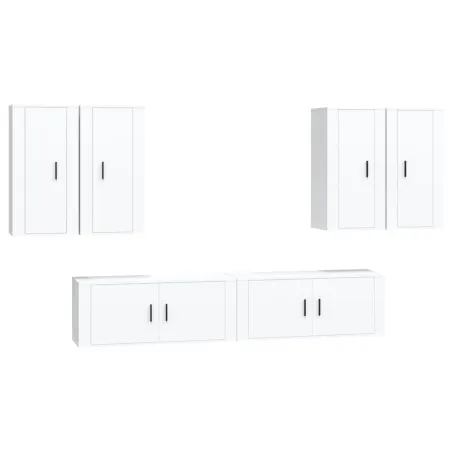Ensemble de meubles TV 6 pcs Blanc Bois d'ingénierie