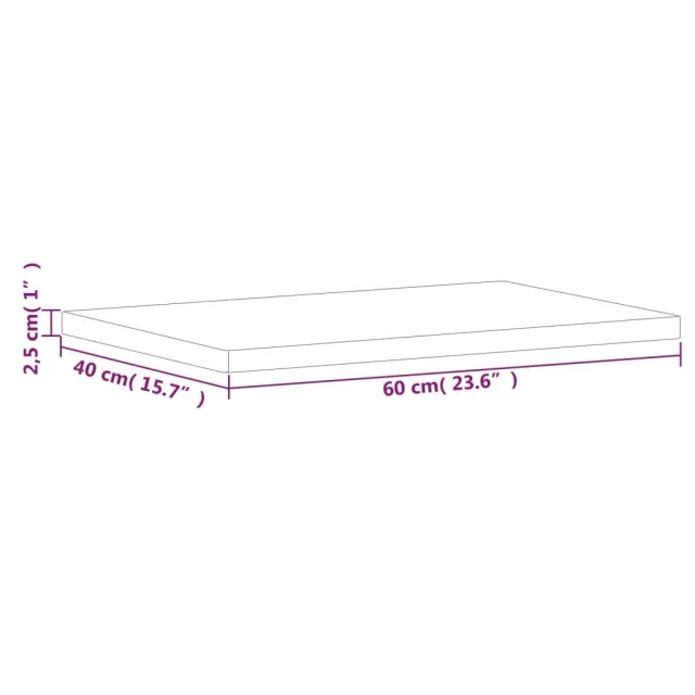 Dessus de table 60x40x2,5 cm rectangulaire bois massif de hêtre