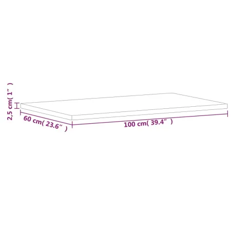 Dessus de table 100x60x2,5cm rectangulaire bois massif de hêtre