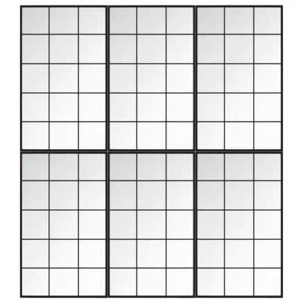 Miroirs muraux 6 pcs noir 100x60 cm métal 2